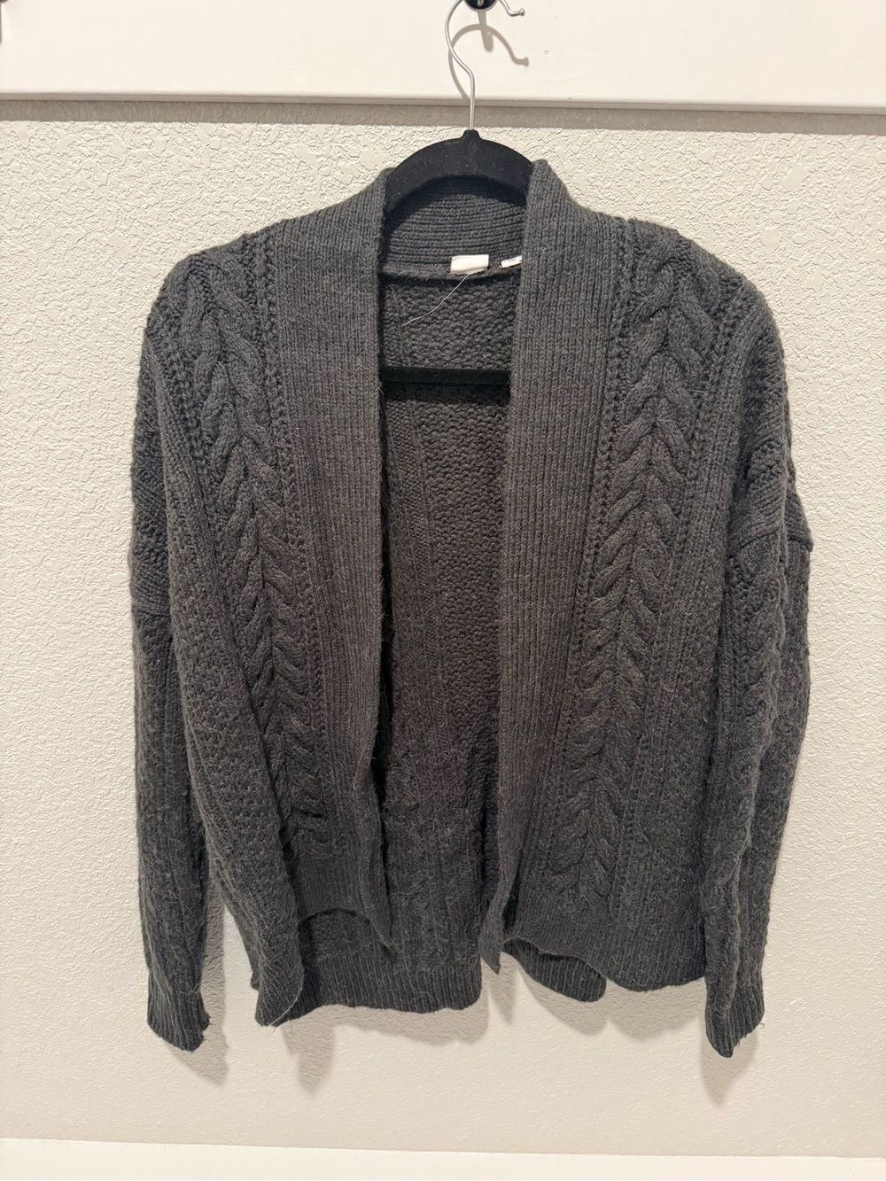 GAP Charcoal Cable-Knit Open Cardigan